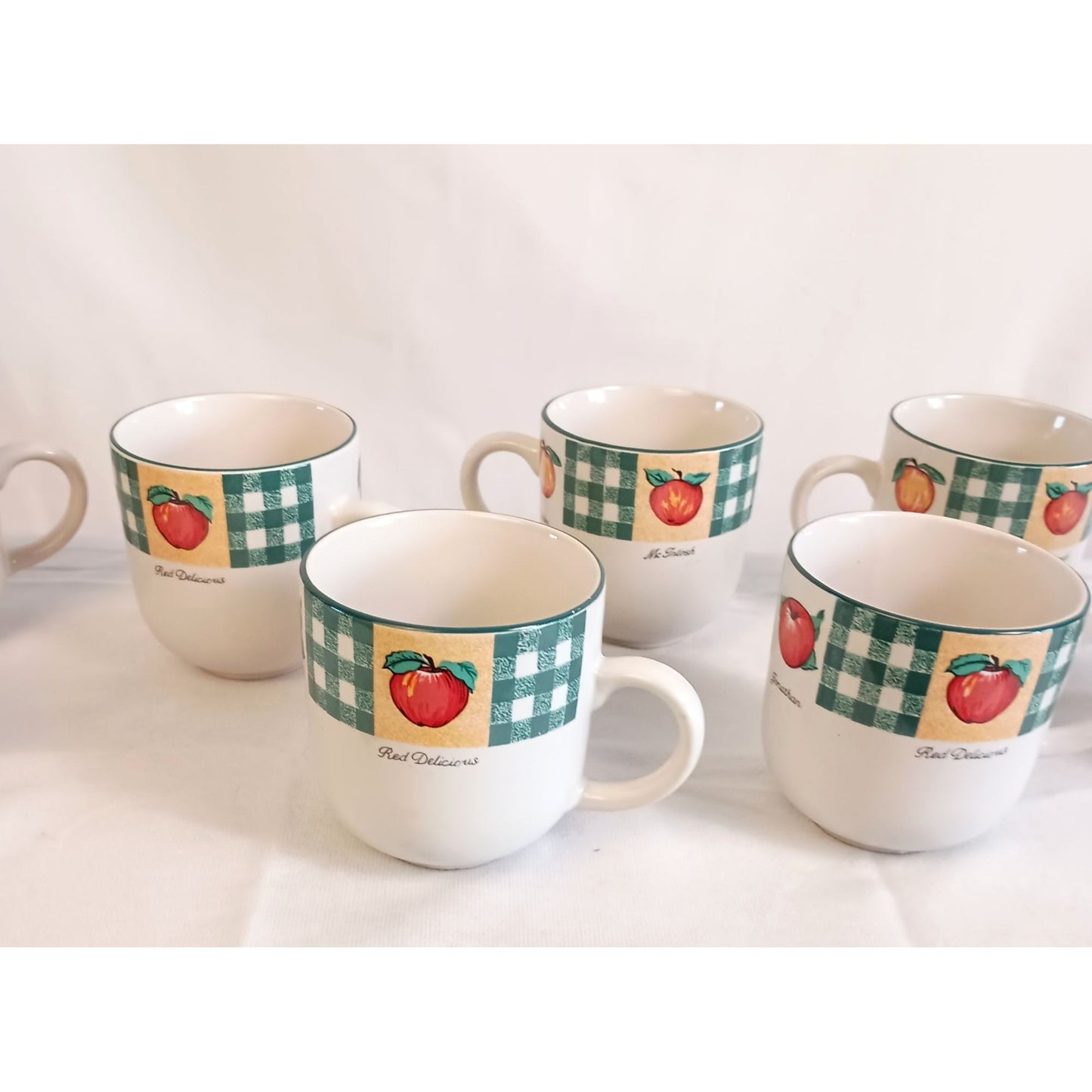 Tienshan Stoneware Apple A Day 8 oz Coffee Mug Set – Set of 8, Charming Fruit-Inspired Design