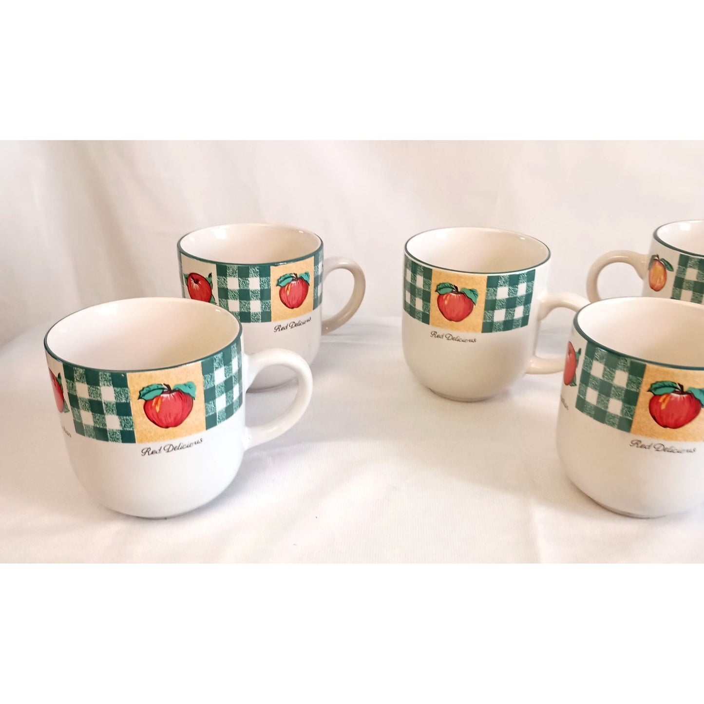 Tienshan Stoneware Apple A Day 8 oz Coffee Mug Set – Set of 8, Charming Fruit-Inspired Design