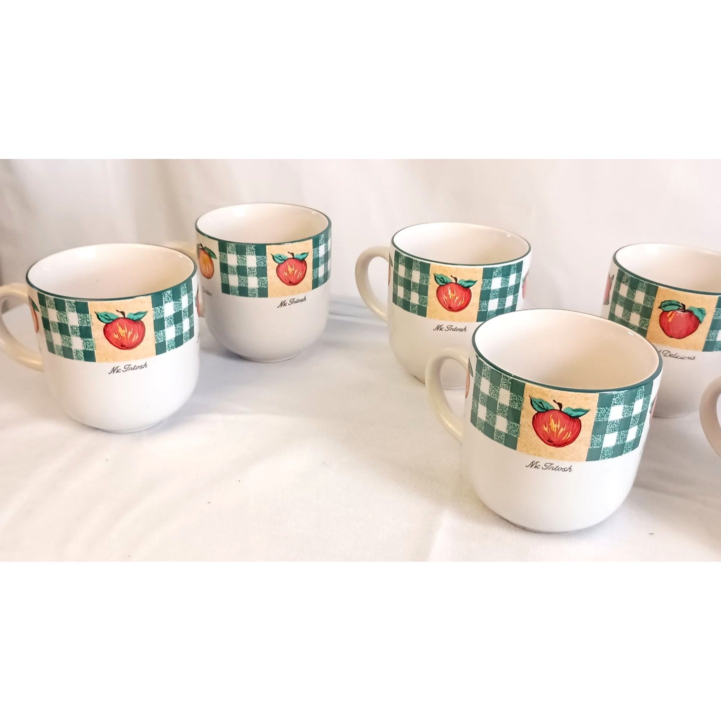 Tienshan Stoneware Apple A Day 8 oz Coffee Mug Set – Set of 8, Charming Fruit-Inspired Design