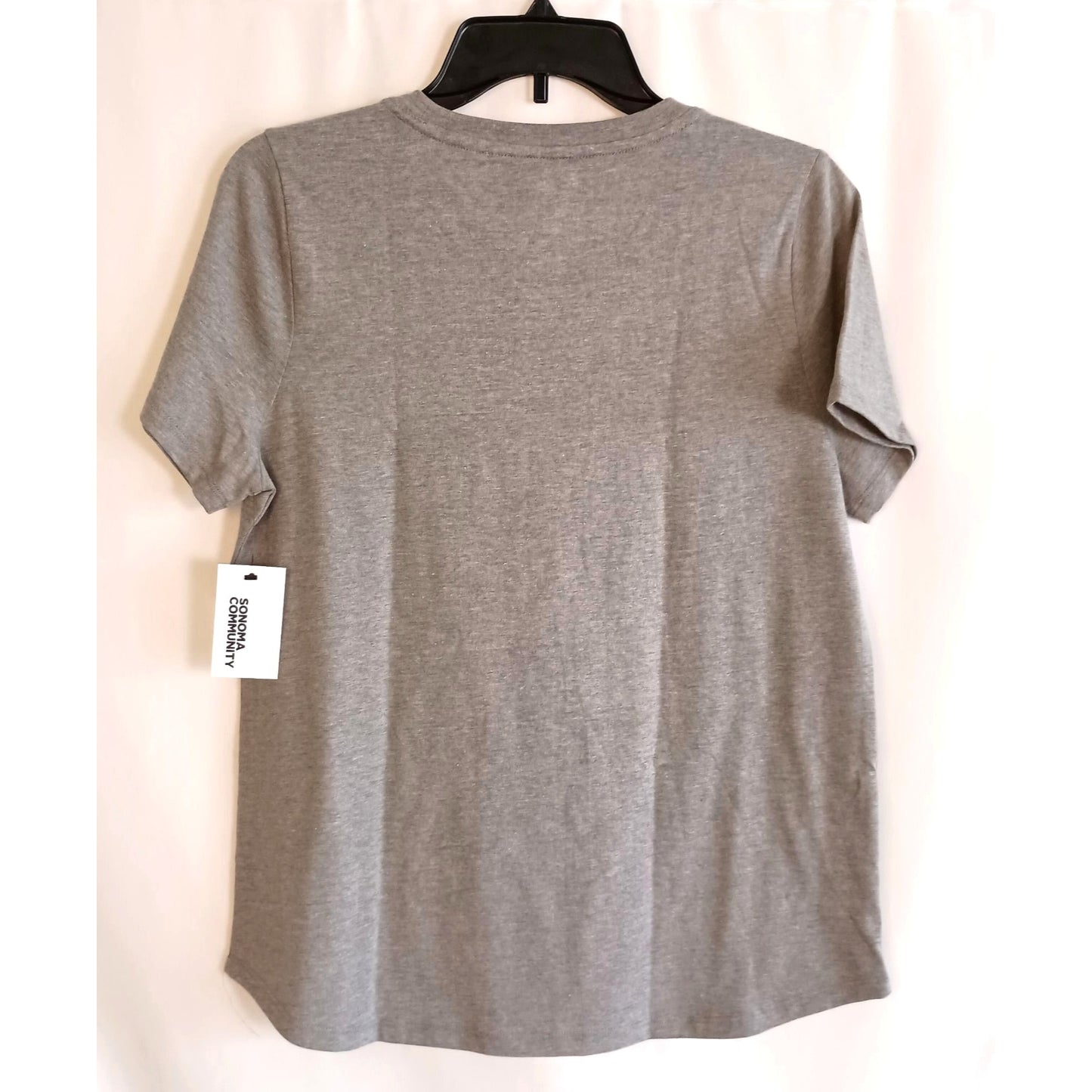 LATINA grey curved hem cotton blend short sleeve top New ladies size M